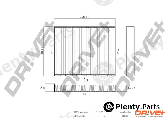 Dr!ve+ DP1110.12.0164 — Filter, cabin air