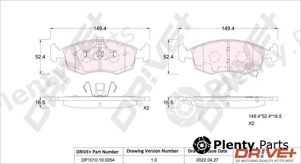 Dr!ve+ DP1010.10.0254 — Brake Pad Set, disc brake