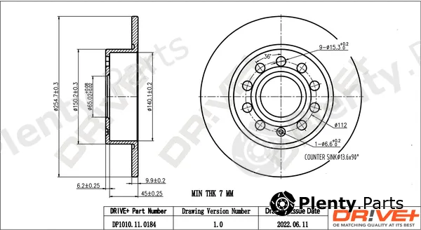 Dr!ve+ DP1010.11.0184 — Brake Disc