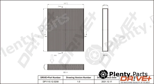 Dr!ve+ DP1110.12.0258 — Filter, cabin air