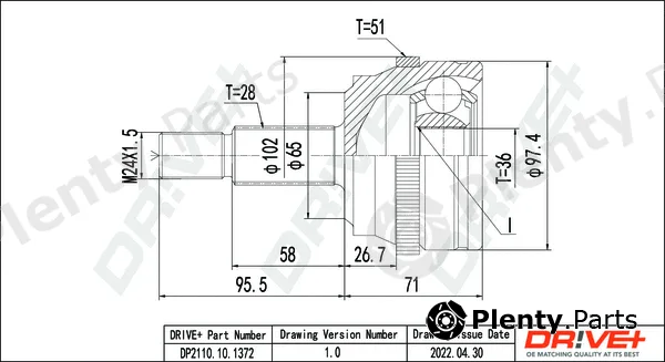 Dr!ve+ DP2110.10.1372 — Joint Kit, drive shaft