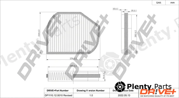 Dr!ve+ DP1110.12.0010 — Filter, cabin air