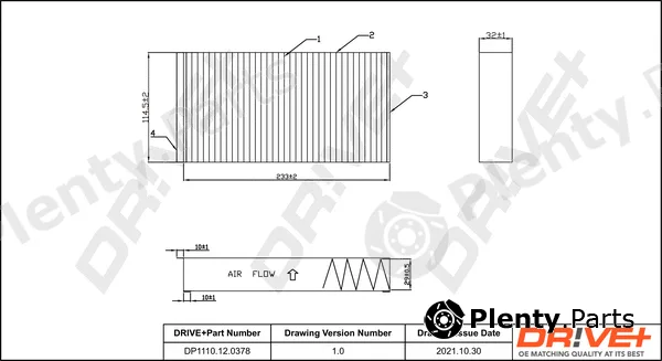 Dr!ve+ DP1110.12.0378 — Filter, cabin air