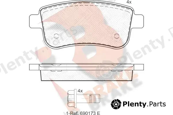 R Brake RB1904 — Brake Pad Set, disc brake
