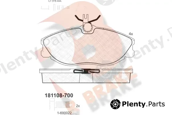R Brake RB1108-700 — Brake Pad Set, disc brake