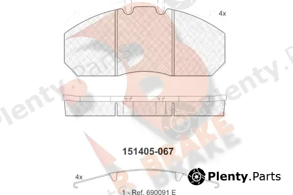 R Brake RB1405 — Brake Pad Set, disc brake