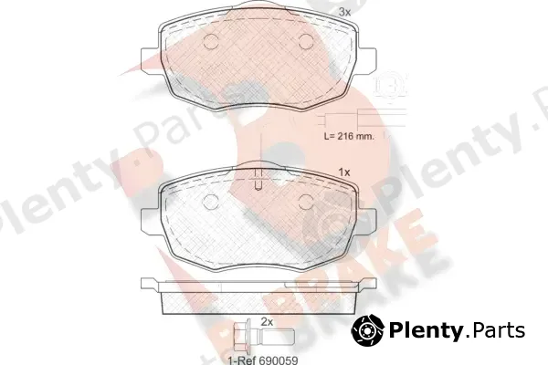 R Brake RB1845 — Brake Pad Set, disc brake