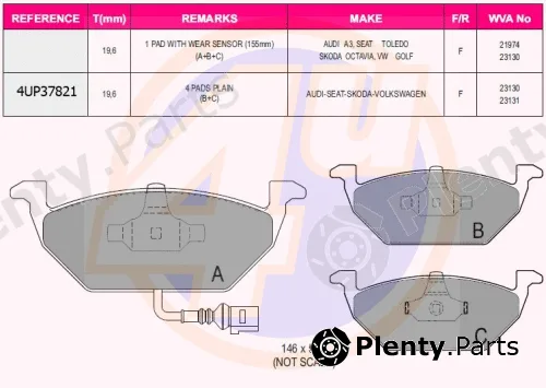 4u 4UP37821 — Brake Pad Set, disc brake