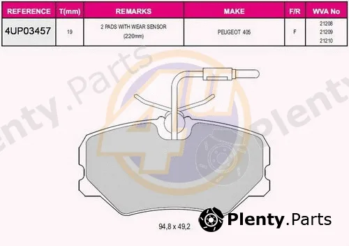 4u 4UP03457 — Brake Pad Set, disc brake