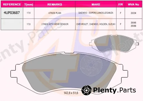 4u 4UP03687 — Brake Pad Set, disc brake