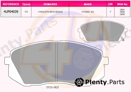 4u 4UP04039 — Brake Pad Set, disc brake