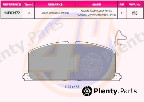 4u 4UP03472 — Brake Pad Set, disc brake