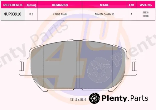 4u 4UP03910 — Brake Pad Set, disc brake