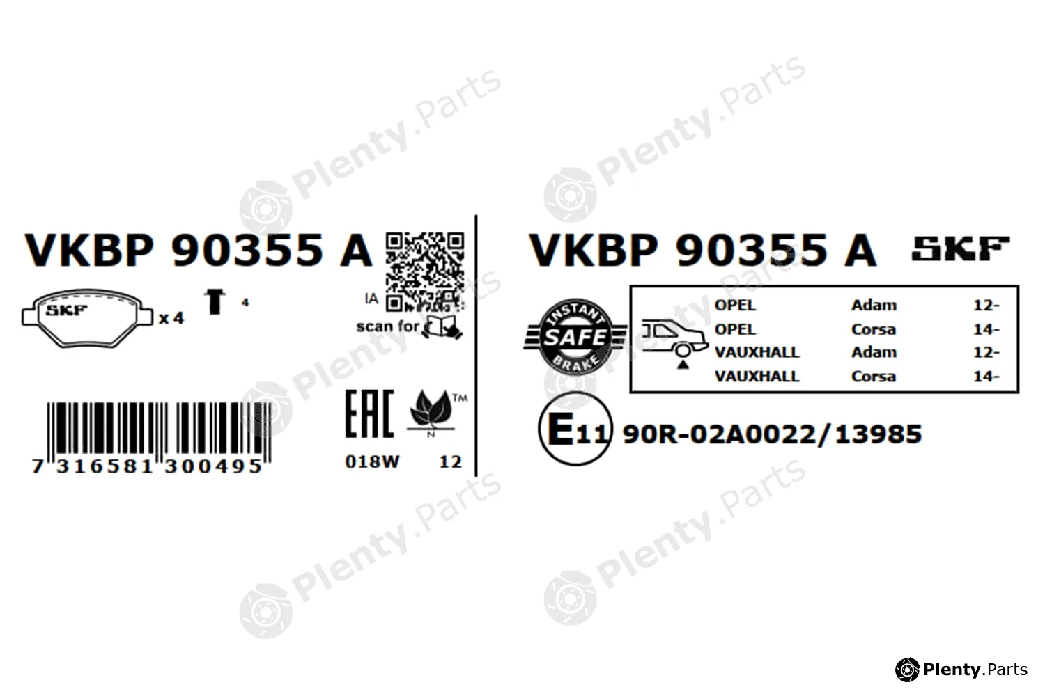 SKF VKBP90355A — Brake Pad Set, disc brake