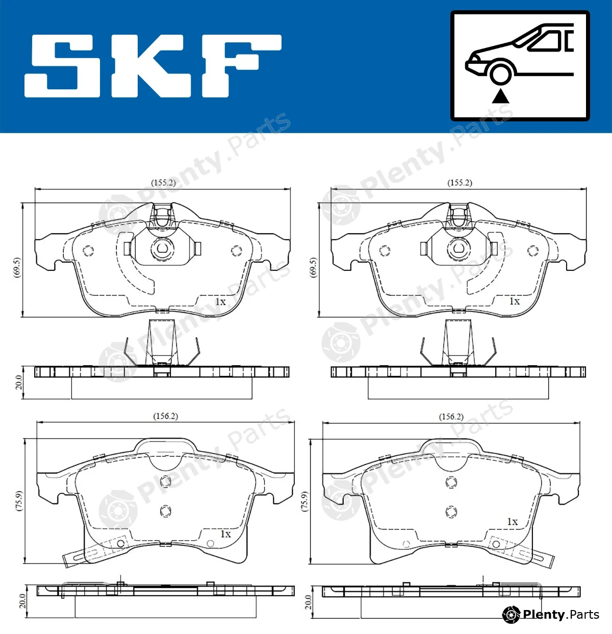 SKF VKBP80043A — Brake Pad Set, disc brake