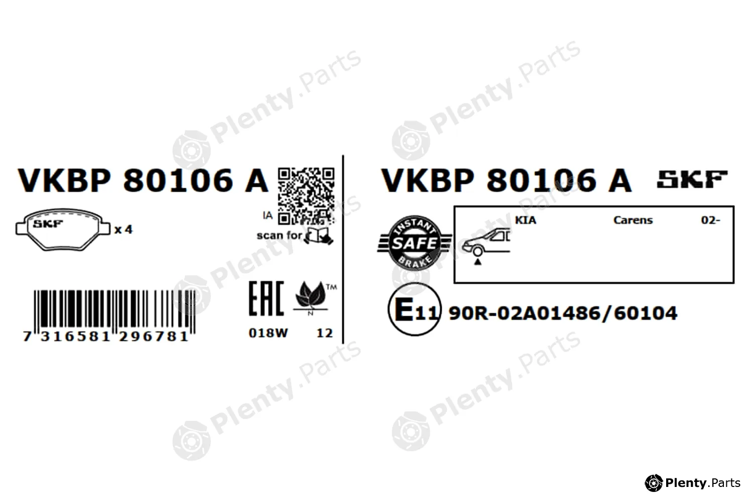 SKF VKBP80106A — Brake Pad Set, disc brake