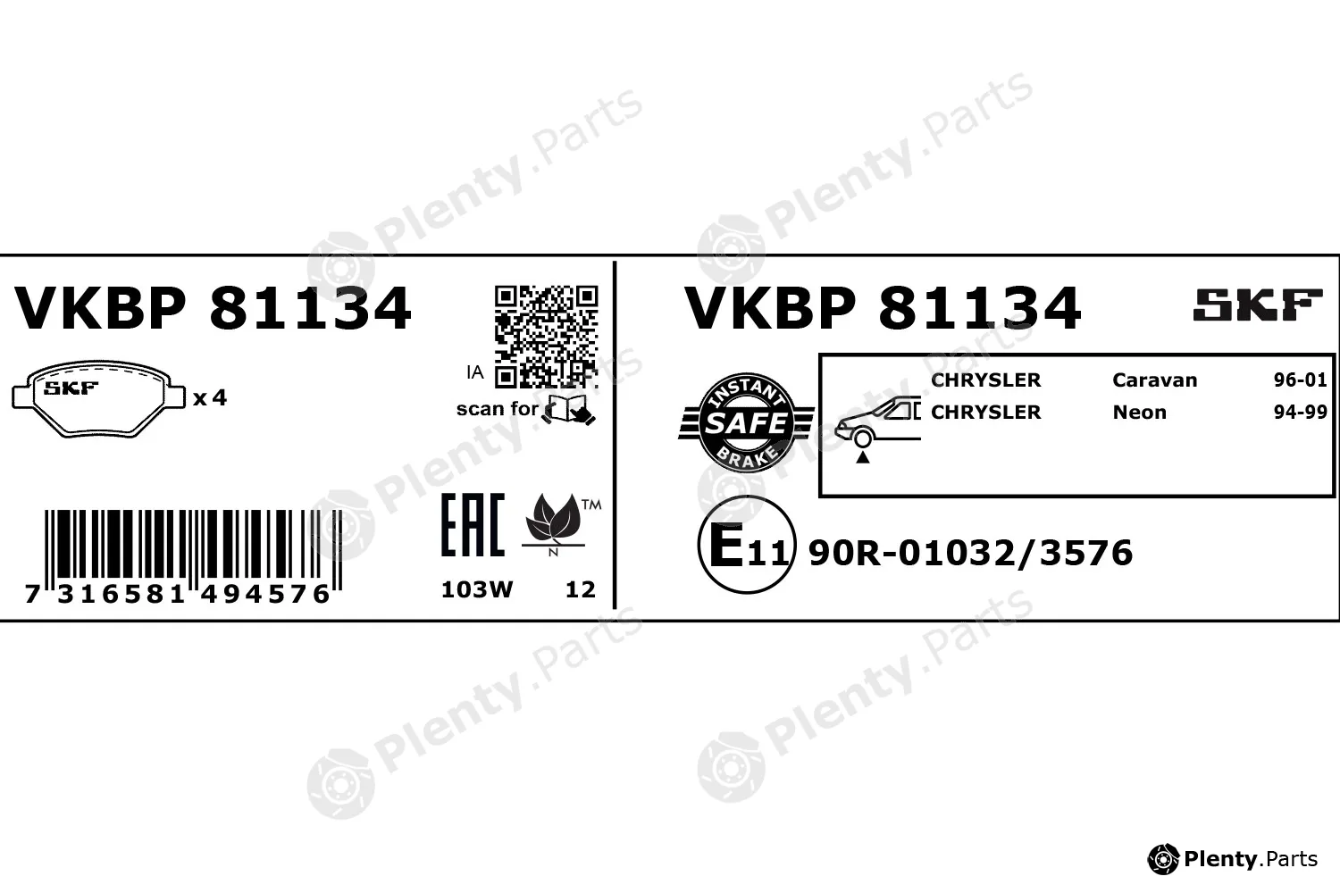 SKF VKBP81134 — Brake Pad Set, disc brake