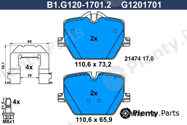 Galfer B1.G120-1701.2 — Brake Pad Set, disc brake