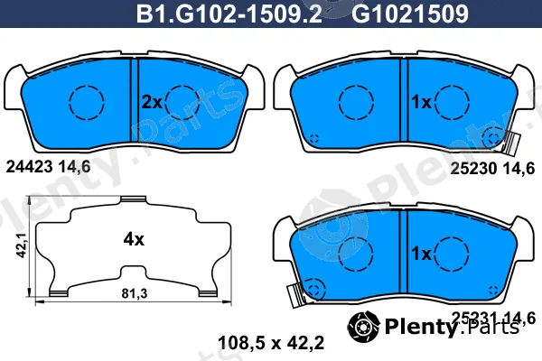 Galfer B1.G102-1509.2 — Brake Pad Set, disc brake