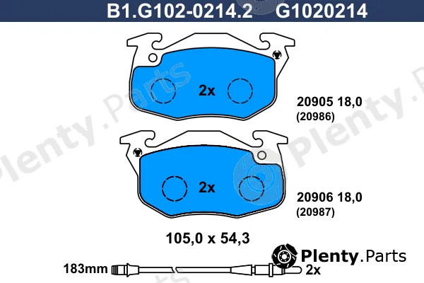 Galfer B1.G102-0214.2 — Brake Pad Set, disc brake