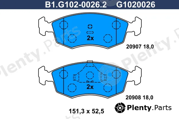Galfer B1.G102-0026.2 — Brake Pad Set, disc brake