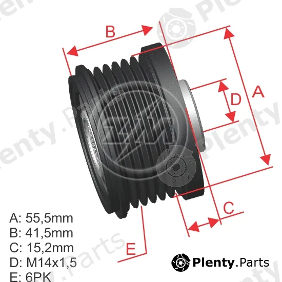 ZM ZM96.005.51 — Alternator Freewheel Clutch OAP/OWC Pulley