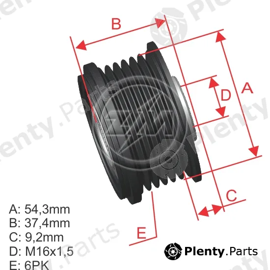 ZM ZM96.007.01 — Alternator Freewheel Clutch OAP/OWC Pulley
