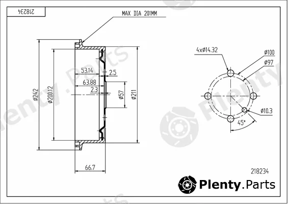 Hart 218234 — Brake Drum