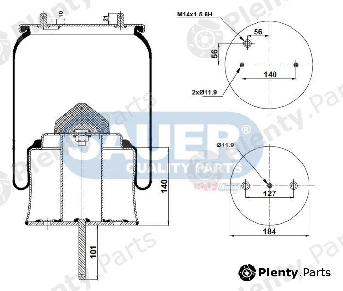 Sauer S2290304300 — Bellow, air suspension SAUER QUALITY PARTS® is a brand of SAF-HOLLAND Group