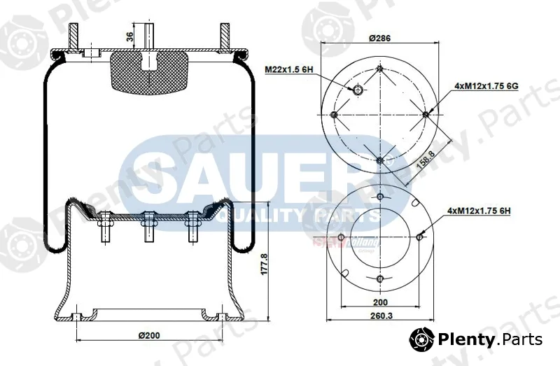 Sauer S2290813300 — Bellow, air suspension SAUER QUALITY PARTS® is a brand of SAF-HOLLAND Group