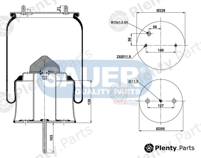 Sauer S2290305301 — Bellow, air suspension SAUER QUALITY PARTS® is a brand of SAF-HOLLAND Group