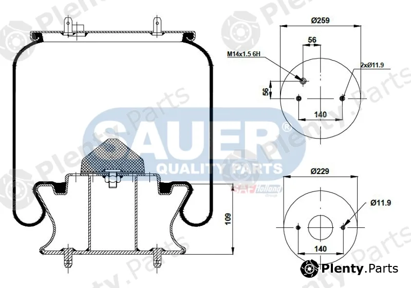 Sauer S2290302300 — Bellow, air suspension SAUER QUALITY PARTS® is a brand of SAF-HOLLAND Group