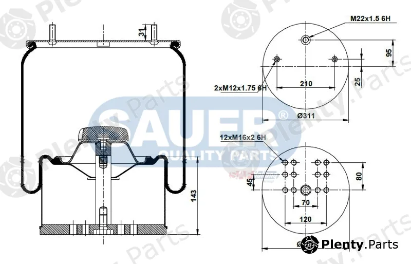 Sauer S2294881300 — Bellow, air suspension SAUER QUALITY PARTS® is a brand of SAF-HOLLAND Group