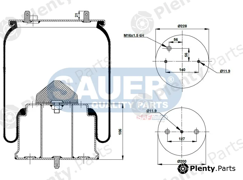 Sauer S2290307301 — Bellow, air suspension SAUER QUALITY PARTS® is a brand of SAF-HOLLAND Group