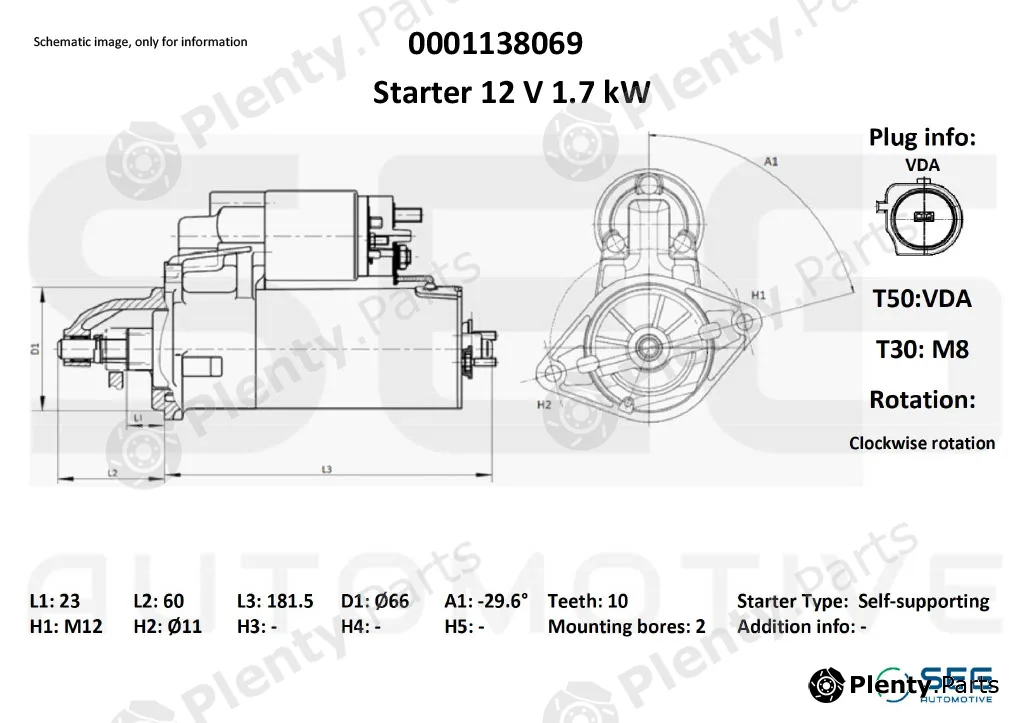 SEG Automotive 0001138069 — Starter