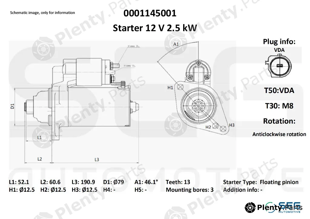 SEG Automotive 0001145001 — Starter