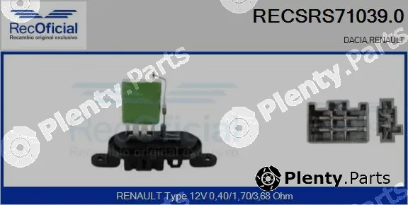 Recoficial RECSRS71039.0 — Resistor, interior blower