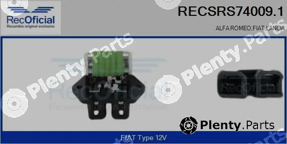 Recoficial RECSRS74009.1 — Series resistor, electric motor (radiator fan)