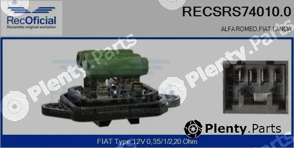 Recoficial RECSRS74010.0 — Resistor, interior blower