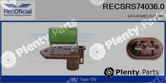 Recoficial RECSRS74036.0 — Series resistor, electric motor (radiator fan)