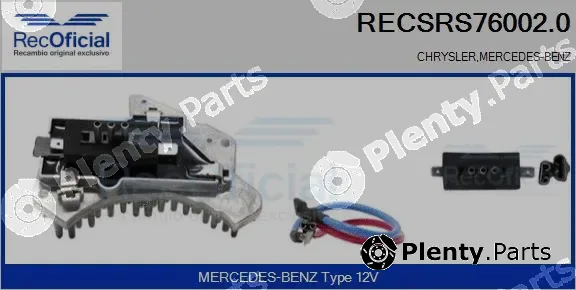 Recoficial RECSRS76002.0 — Resistor, interior blower