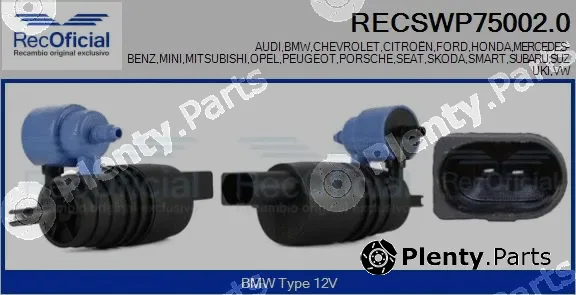 Recoficial RECSWP75002.0 — Washer Fluid Pump, window cleaning