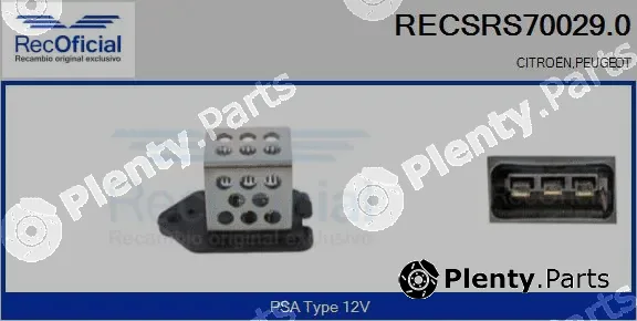 Recoficial RECSRS70029.0 — Series resistor, electric motor (radiator fan)