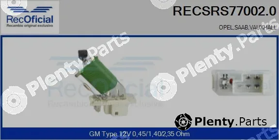 Recoficial RECSRS77002.0 — Resistor, interior blower