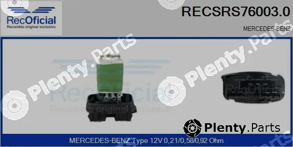 Recoficial RECSRS76003.0 — Resistor, interior blower