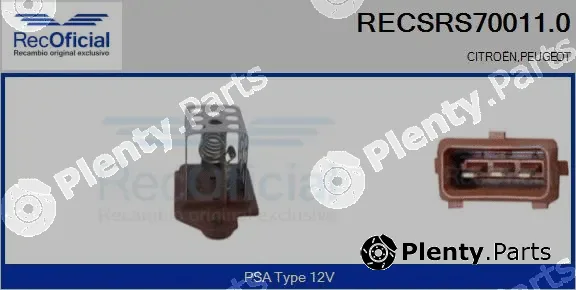 Recoficial RECSRS70011.0 — Series resistor, electric motor (radiator fan)