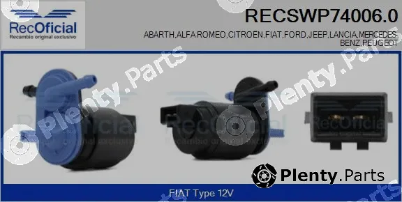 Recoficial RECSWP74006.0 — Washer Fluid Pump, window cleaning