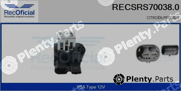 Recoficial RECSRS70038.0 — Series resistor, electric motor (radiator fan)