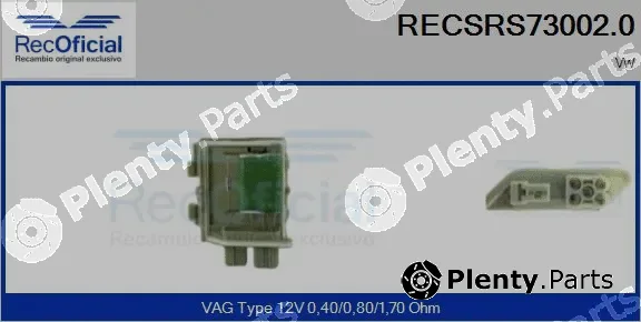 Recoficial RECSRS73002.0 — Resistor, interior blower