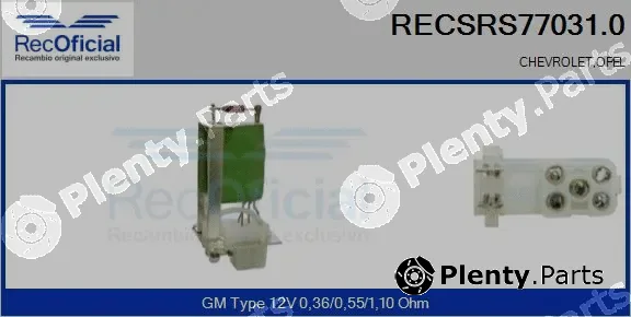 Recoficial RECSRS77031.0 — Resistor, interior blower